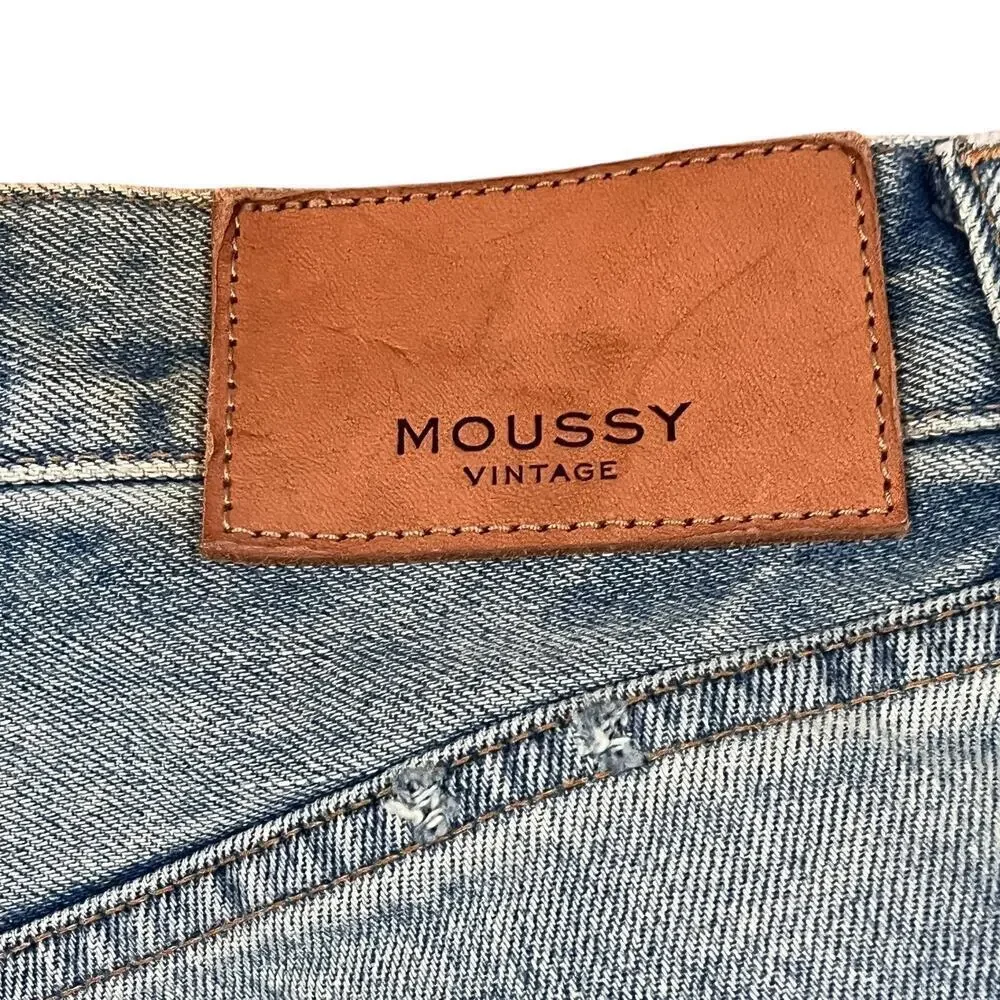 MOUSSY Vintage Jeans Womens 25 Blue Distressed Straight Leg Ankle Length Denim - Picture 9 of 10